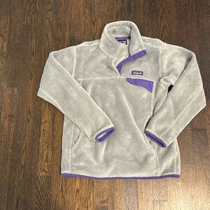 Light Grey and Purple Patagonia Size M fleece
